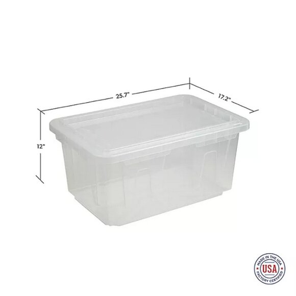 Member's Mark 60 Quart Clear Storage Tote, 17.2" D x 25.7" W x 12.0" H, 1 pack o - Picture 2 of 4